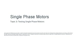 Single Phase Motors Topic 3 Testing Single Phase