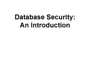 Introduction to database security