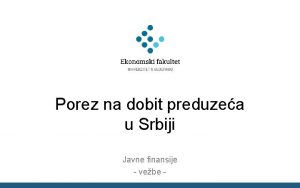 Porez na dobit srbija