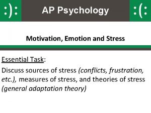 AP Psychology Motivation Emotion and Stress Essential Task