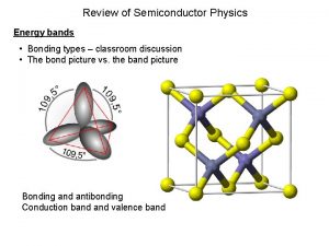 Review of Semiconductor Physics Energy bands Bonding types