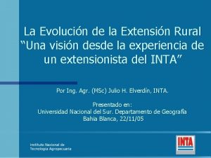 La Evolucin de la Extensin Rural Una visin