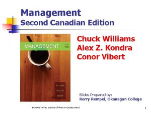 Management Second Canadian Edition Chuck Williams Alex Z