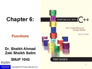 Chapter 6 Functions Dr Sheikh Ahmad Zaki Shaikh