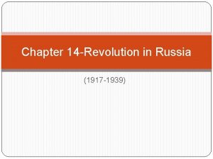 Chapter 14 Revolution in Russia 1917 1939 Succession