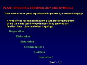 Plant breeding terminology