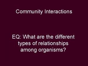 Different types of community interactions