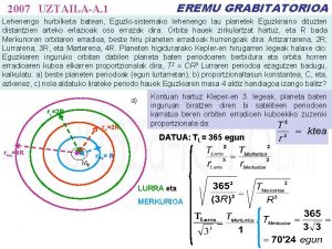 EREMU GRABITATORIOA 2007 UZTAILAA 1 Lehenengo hurbilketa batean