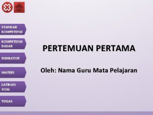 STANDAR KOMPETENSI DASAR PERTEMUAN PERTAMA INDIKATOR MATERI LATIHAN