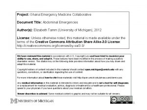 Project Ghana Emergency Medicine Collaborative Document Title Abdominal