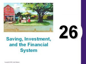 Saving Investment and the Financial System Copyright 2004