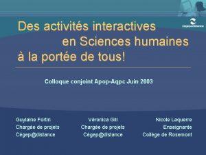 Des activits interactives en Sciences humaines la porte