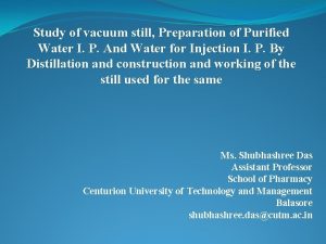 Water for injection preparation