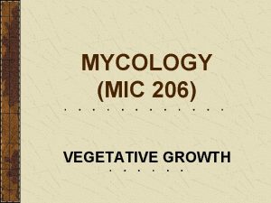 MYCOLOGY MIC 206 VEGETATIVE GROWTH NUTRITION NUTRITION 1