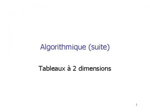 Algorithme tableau 2 dimensions