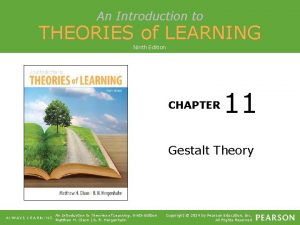 An Introduction to THEORIES of LEARNING Ninth Edition