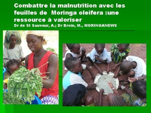 Combattre la malnutrition avec les feuilles de Moringa