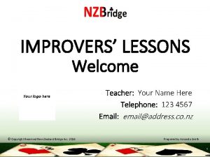 IMPROVERS LESSONS Welcome Teacher Your Name Here Telephone