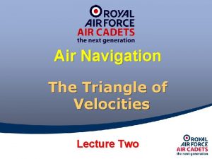 Air Navigation The Triangle of Velocities Lecture Two