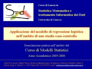 Corso di Laurea in Statistica Matematica e trattamento