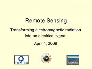 Remote Sensing Transforming electromagnetic radiation into an electrical