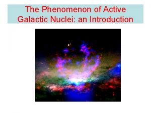 The Phenomenon of Active Galactic Nuclei an Introduction The Phenomenon of Active Galactic Nuclei an Introduction