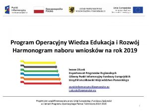 Program Operacyjny Wiedza Edukacja i Rozwj Harmonogram naboru