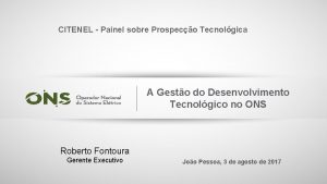 CITENEL Painel sobre Prospeco Tecnolgica A Gesto do