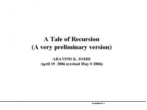 A tale of recursion