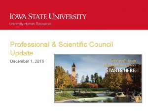 University Human Resources Professional Scientific Council Update December