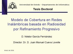 Universidad de Oviedo Departamento de Informtica Tesis Doctoral