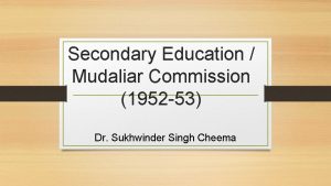 Dr mudaliar commission