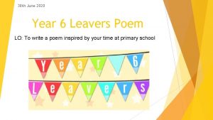 Primary school leavers poem