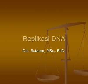 Replikasi DNA Drs Sutarno MSc Ph D Replikasi