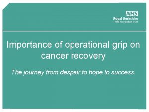 Importance of operational grip on cancer recovery The