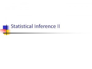 Statistical Inference II Confidence Intervals give A plausible