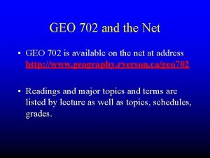 Cgeo 702 course outline Cgeo 702 course outline