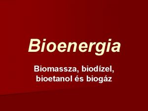 Bioenergia Biomassza biodzel bioetanol s biogz Biomassza Az