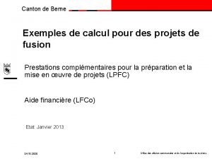 Canton de Berne Exemples de calcul pour des