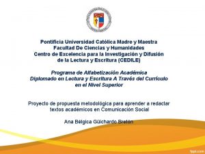 Pontificia Universidad Catlica Madre y Maestra Facultad De