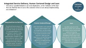 Integrated Service Delivery Human Centered Design and Lean