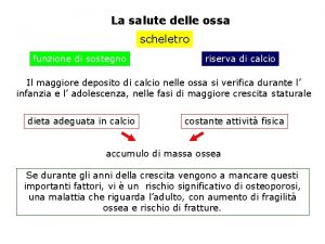 La salute delle ossa scheletro funzione di sostegno