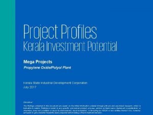 Project Profiles Kerala Investment Potential Mega Projects Propylene