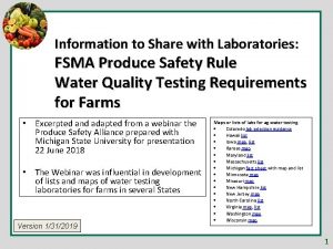 Information to Share with Laboratories FSMA Produce Safety