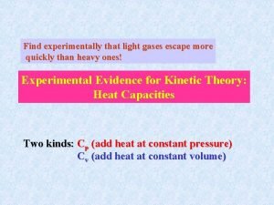 Find experimentally that light gases escape more quickly
