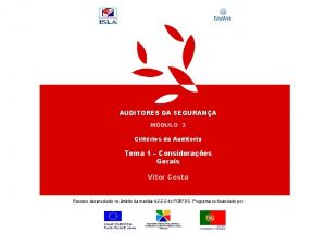 AUDITORES DA SEGURANA MDULO 2 Critrios da Auditoria