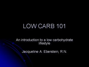 Low carb 101