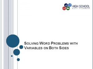 Solving word problems with variables on both sides