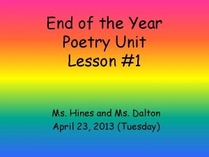 End of the year poetry