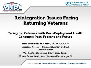 Reintegration Issues Facing Returning Veterans Caring for Veterans